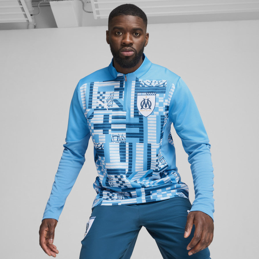 Sweat 1/4 Zip Pre-Match OM Bleu Océan