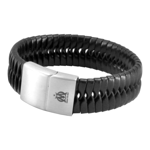 Bracelet OM Cuir Noir Grand Modèle