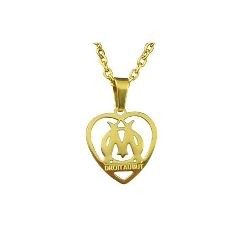 Gold-Plated Steel OM Heart Medallion Necklace + Chain