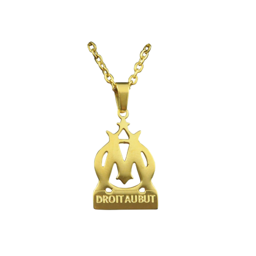 Collar Medalla + Cadena Logo OM en Acero Fino Dorado